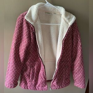 L.L. Bean Tweed Diamond Pattered Full Zip Fleece Lined Jacket